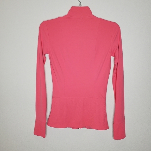 Athleta Shanti Coral Pink Ribbed Powervita Zip Up Jacket - Picture 6 of 10